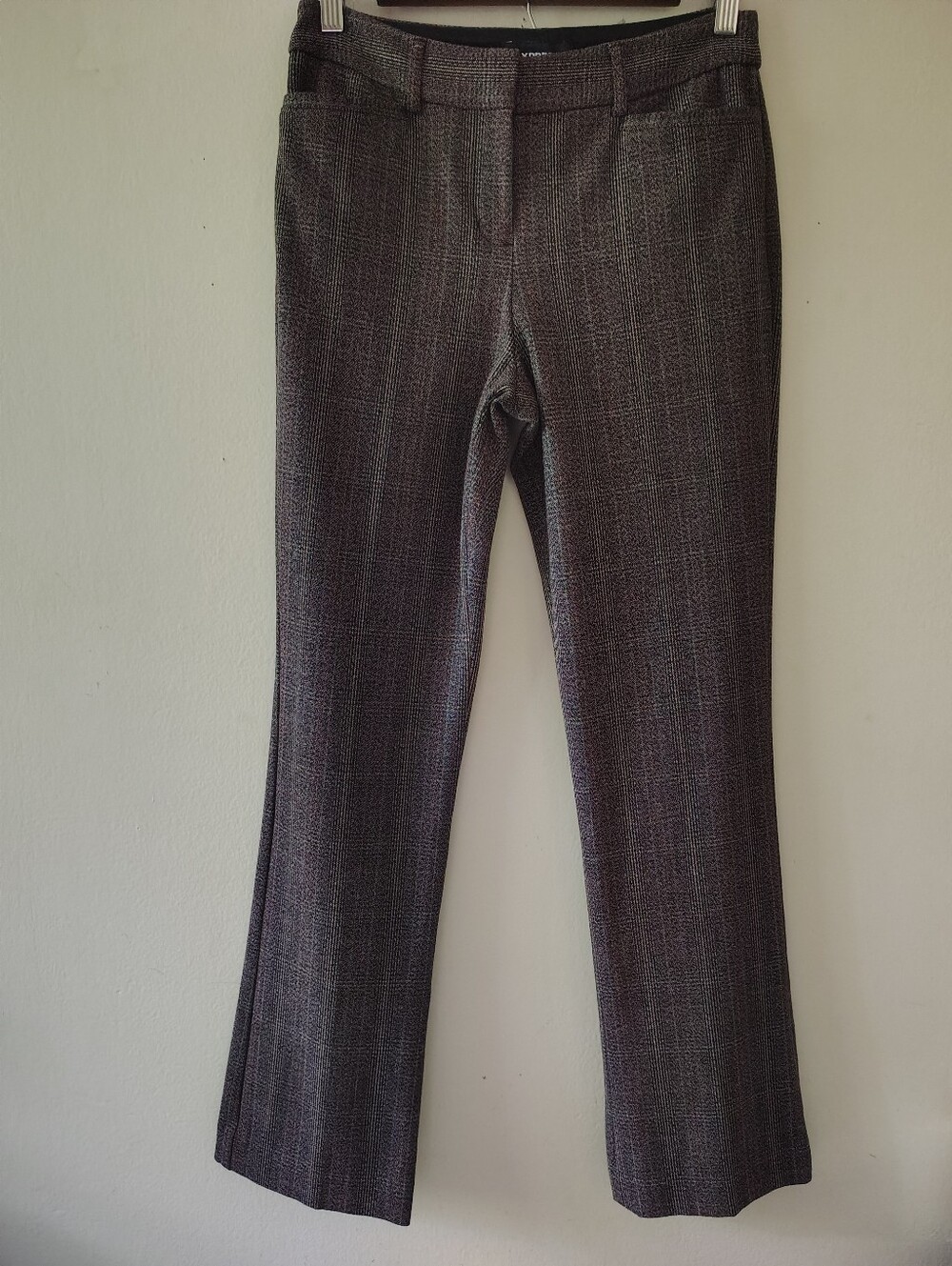Express Brown Plaid Mid Rise Columnlist Pants 0Short Barely Boot Y2K Preppy Twee